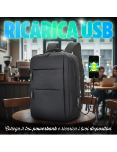 Zaino Porta PC con Ricarica USB Design Compatto per... 2