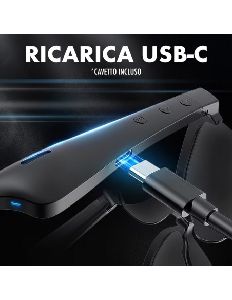 Occhiali Smartaudio Bluetooth 5.4 Wireless con Audio Stereo
