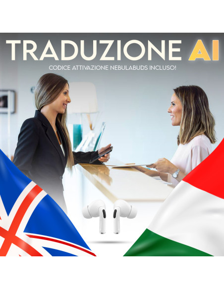 Cuffiette Wireless G66 con Microfono HD, Bassi Stereo e Traduttore AI