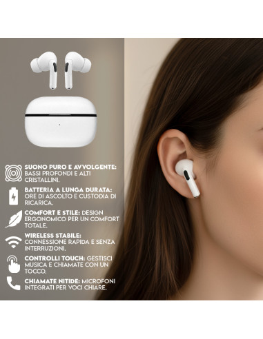 Cuffiette Wireless G66 con Microfono HD, Bassi...