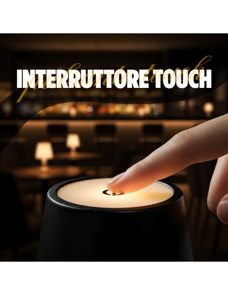 Lampada LED Tavolo 36Hcm Ricaricabile Touch 2W Luce Regolabile 3000K-6000K USB