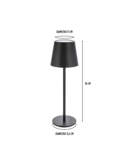 Lampada LED Tavolo 36Hcm Ricaricabile Touch 2W Luce Regolabile 3000K-6000K USB