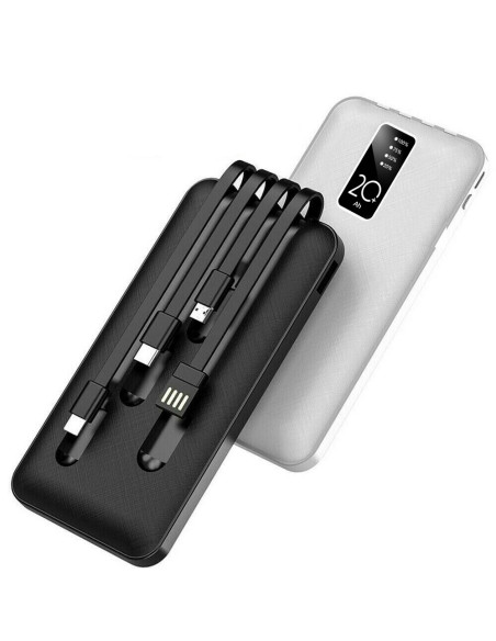 Powerbank 20000mAh Caricabatterie Rapido Portatile con 4 Cavi Inclusi USB