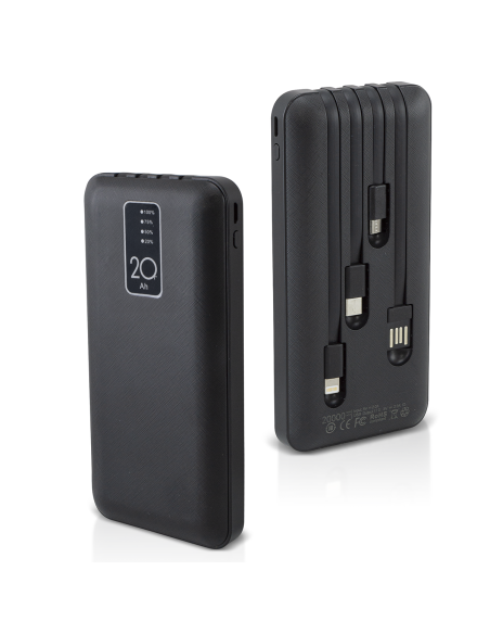 Powerbank 20000mAh Caricabatterie Rapido Portatile con 4 Cavi Inclusi USB