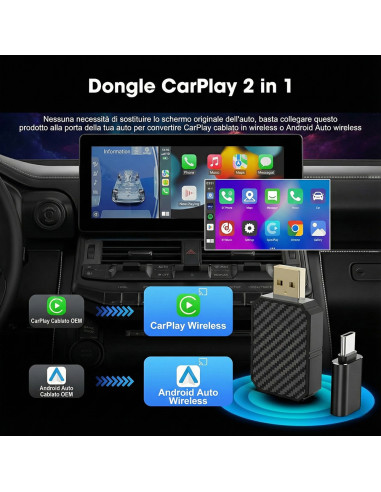 Aerbes AB-CZ57 Adattatore Wireless CarPlay e...