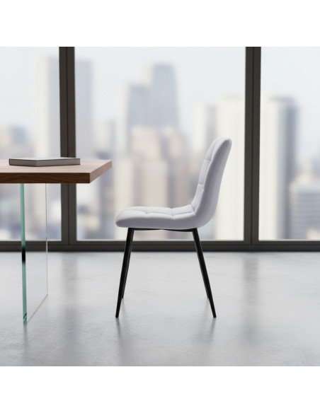 Set 6 Sedie Velluto REGINA Schienale imbottito QUADRATI Struttura Nera