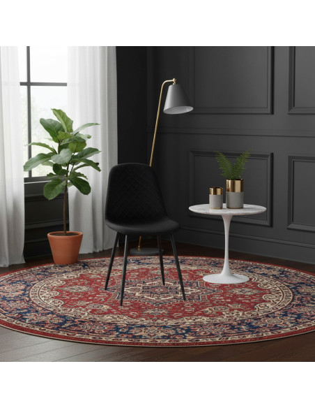 Set 6 Sedie Velluto NUBIA Schienale imbottito ROMBI Struttura Nera