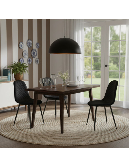 Set 6 Sedie Velluto NUBIA Schienale imbottito ROMBI Struttura Nera