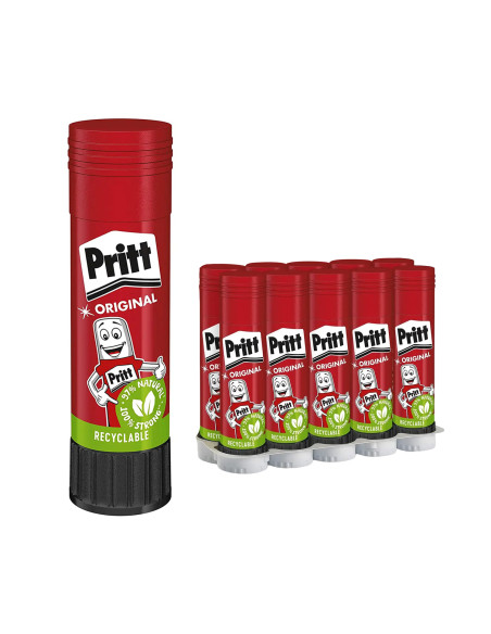 Pack 10 Colle Stick Pritt 43g Colla Sicura Naturale per Scuola e Ufficio
