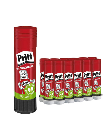 Pack 12 Colle Stick Pritt 22g Naturale Sicura per Scuola e Ufficio