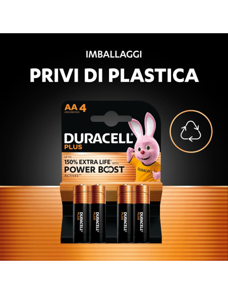 Pack 12 Batterie Duracell Plus AA Alcaline Alta Durata ed Energia