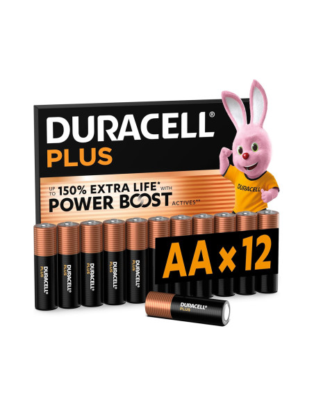 Pack 12 Batterie Duracell Plus AA Alcaline Alta Durata ed Energia