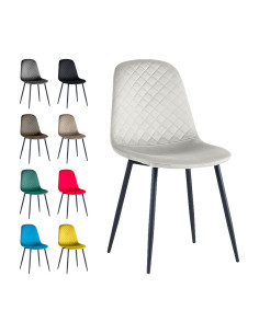 Set 6 Sedie Velluto NUBIA Schienale imbottito ROMBI...