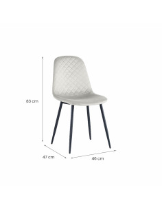 Set 6 Sedie Velluto NUBIA Schienale imbottito ROMBI Struttura Nera