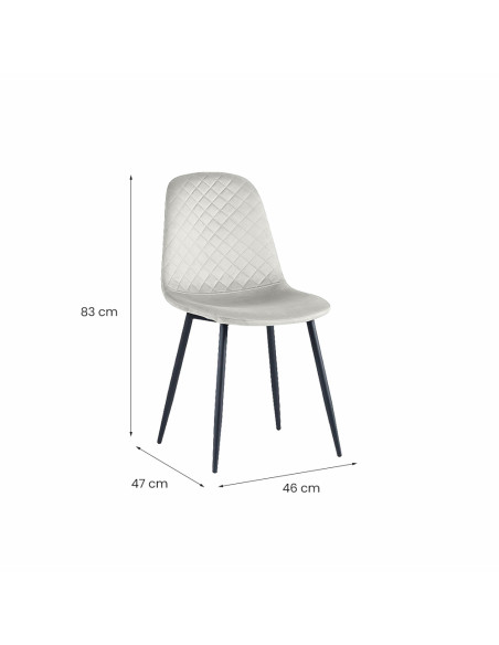 Set 6 Sedie Velluto NUBIA Schienale imbottito ROMBI Struttura Nera