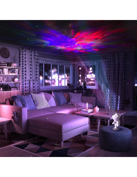 Proiettore LED Astronauta Stelle e Galassie Lampada con Telecomando per Bambini