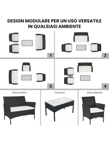 Set Divano da Esterno WATAMU 4 Posti in...