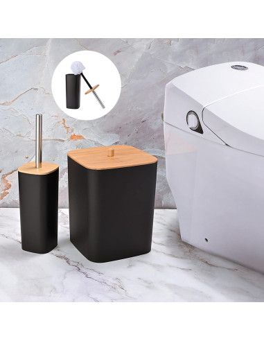 Set Accessori Bagno 6 Pezzi Moderno in Nero e...