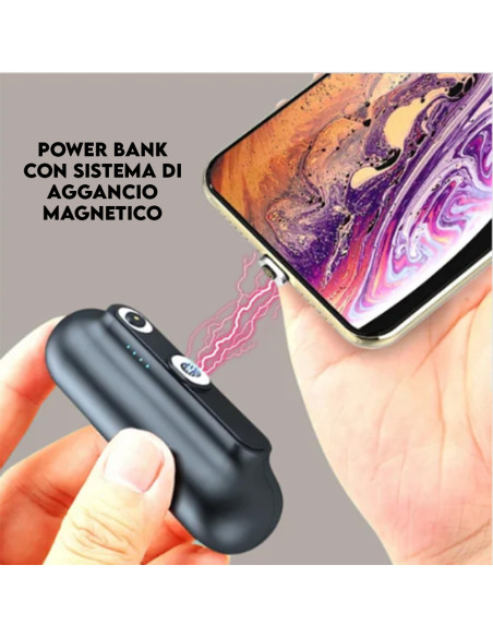 Powerbank Magnetico 3 in 1 Wireless 5000mAh Universale iPhone USB-C Micro USB