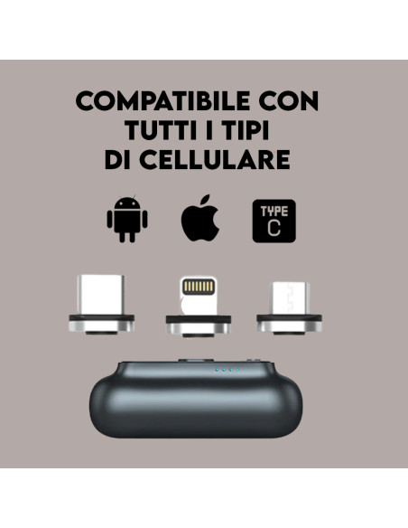 Powerbank Magnetico 3 in 1 Wireless 5000mAh Universale iPhone USB-C Micro USB