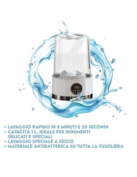Mini Lavatrice 1L Portatile IGIENICA Wireless Ricaricabile per Viaggi e Camper