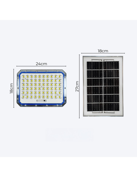 Faro LED Solare 1000W da Esterno con Telecomando e Sensore Crepuscolare Slim