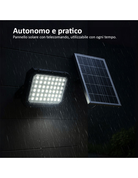 Faro Solare LED SMD 5000W ad Alta Potenza con Pannello Solare e Telecomando