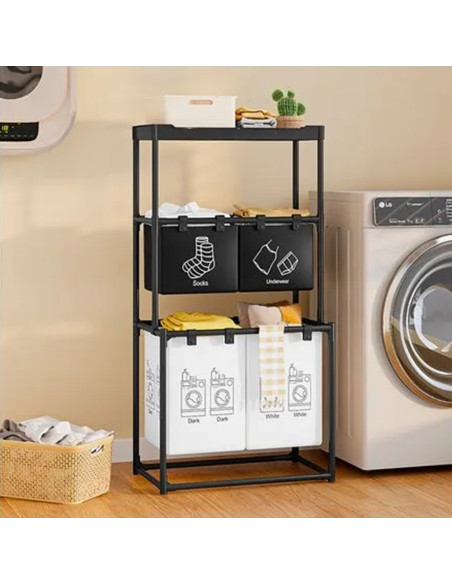 Cesto Portabiancheria Pieghevole Salvaspazio in Acciaio per Bagno e Lavanderia