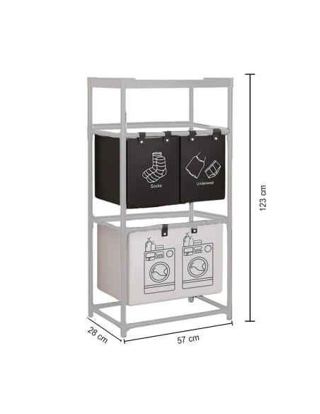 Cesto Portabiancheria Pieghevole Salvaspazio in Acciaio per Bagno e Lavanderia