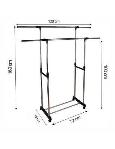 Stand Appendiabiti con Doppia Barra 157932 in...