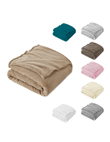 Plaid Tinta Unita Letto Matrimoniale Barcellona 210x240 Coperta in Pile Morbida Grigio