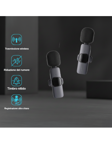 Set Doppio Microfono Lavalier Wireless USB-C...