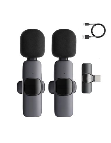 Set Doppio Microfono Lavalier Wireless USB-C...
