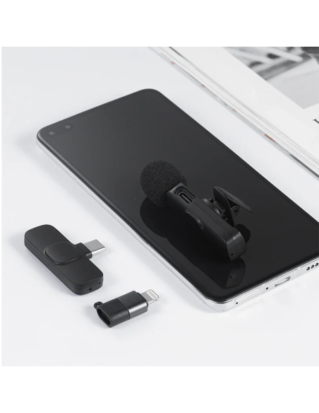 Microfono Wireless K9 Lavalier Plug e Play per iPhone e Type-C Portata 20m