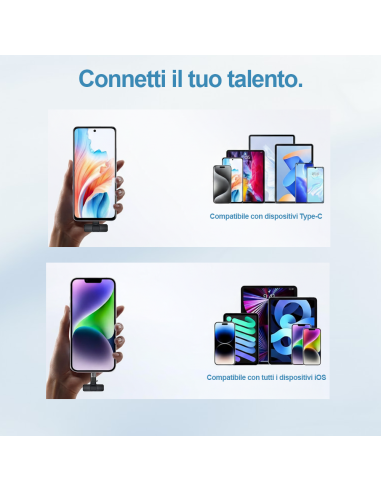 Microfono Wireless K9 Lavalier Plug e Play per...