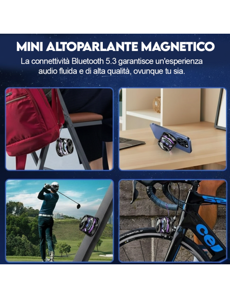 Altoparlante Bluetooth G200 Magnetico Portatile Wireless 5.4 con Supporto e LED