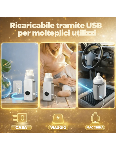 Riscalda Biberon Ricaricabile Portatile USB con...