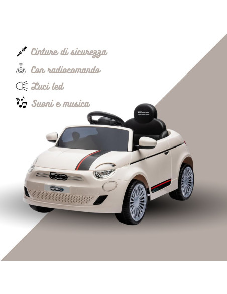 Auto Elettrica per Bambini Fiat 500 LT993 12V Rosa Telecomando e Fari LED