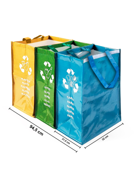 Borse colorate 004620 per raccolta differenziata SET 3 Pz autoportanti armadio