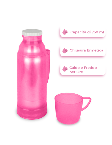 059173 Thermos per bevande welkhome rivestito in plastica colorata 750 ml