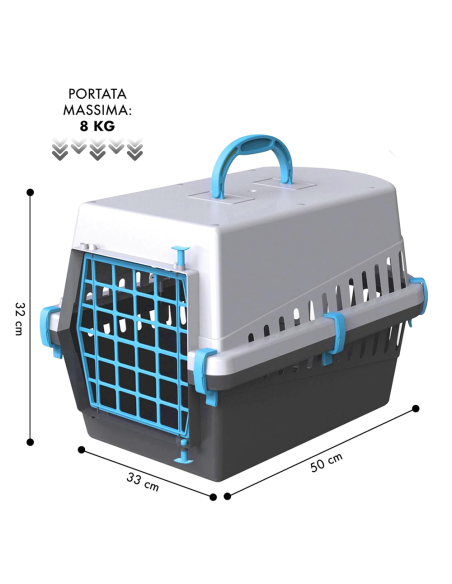 10570 Trasportino con griglia in plastica per cani e gatti da viaggio 50 cm