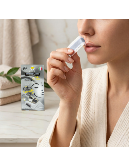 12 Strisce SETABLU 574464 Depilatorie Viso carbone naturale ed estratti naturali