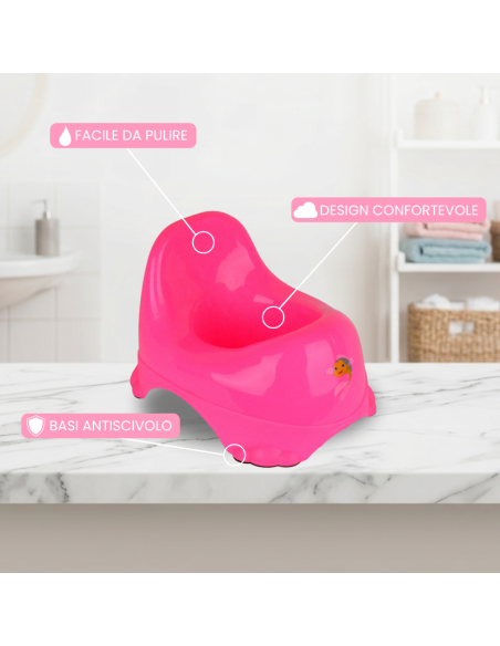 188699 Vasino per bambini 25x22 cm in plastica colorata con gommini antiscivolo
