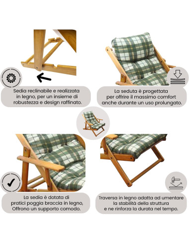 Poltrona Legno Relax Rondò MASLEGNO 3 Posizioni...