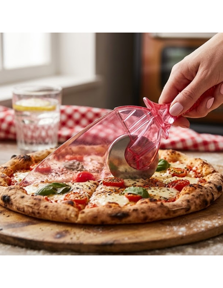 Paletta e lama rotante taglia pizza 2 in 1 lama in accio inox