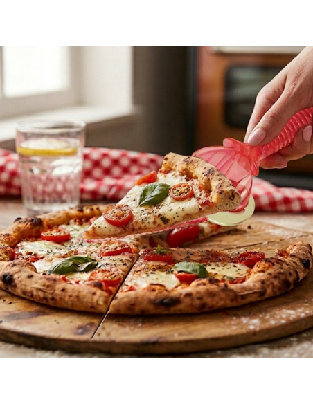 Paletta e lama rotante taglia pizza 2 in 1 lama in accio inox