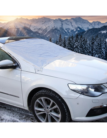 2269 Telo copriparabrezza grigio con laccetti per il fissaggio anti neve o sole