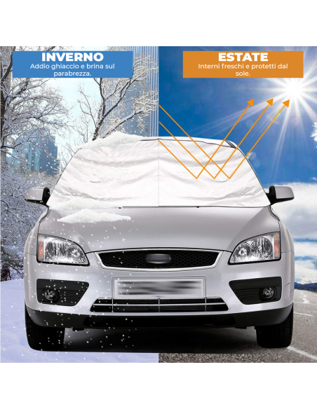 2269 Telo copriparabrezza grigio con laccetti per il fissaggio anti neve o sole