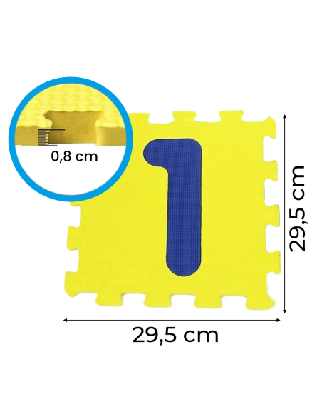232026 Tappeto 10 pz morbido da gioco componibile NUMERI 29.5 x 29.5 x 0,8 cm