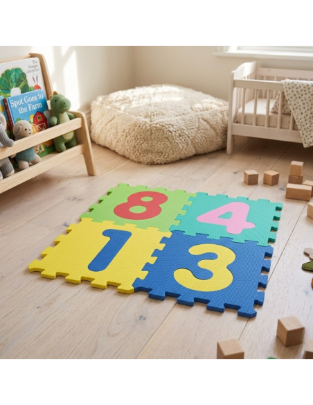 232026 Tappeto 10 pz morbido da gioco componibile NUMERI 29.5 x 29.5 x 0,8 cm